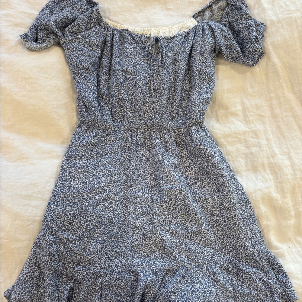 Abercrombie & Fitch Blue Off the Shoulder Ruffled Sundress